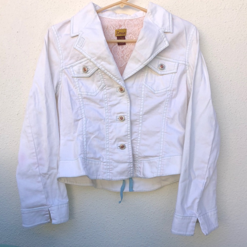 Louie white jean jacket with wide sleeves